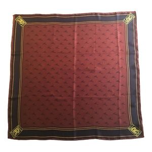 Rolls Royce 100% Silk Handmade Scarf 29” - Brownish Red, Navy & Gold